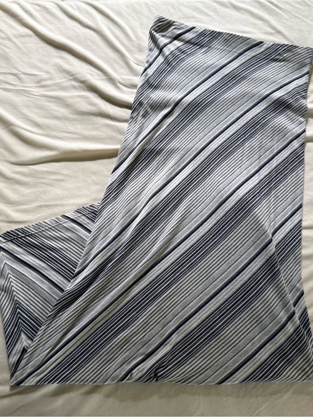 Max Studio Black, Gray, and White Diagonal Stripe Maxi Skirt